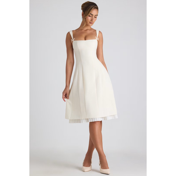 Isadora Bow-Detail Pleated A-Line Midi Dress - Picture 1 of 4
